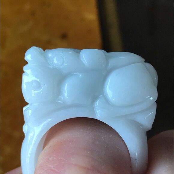 Natural Jade Dragon Ring Discounted Size 8 - Picture 4 of 10